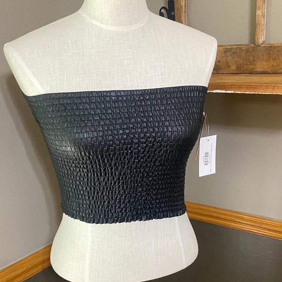 Commando Black faux leather Smocked Tube Top size S/M - Picture 1 of 8